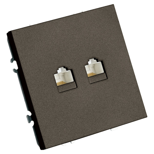 Розетка компьютерная 2-местная RJ-45 (механизм), Stekker Эмили, RST00-5111-09, антрацит, soft touch 49926