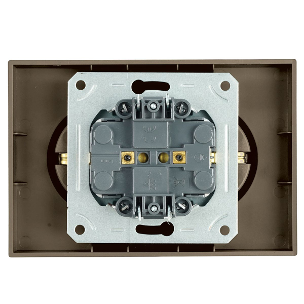 Розетка 2-местная с защитной шторкой, Stekker, с/з, 250В, 16А Эмили, RST16-5114-09, антрацит, soft touch 49934