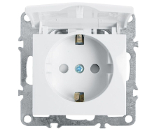 Розетка 1-местная с/з с крышкой (механизм), Stekker, PST16-9112-01, 250В, 16А с защ. шторкой Эрна, белый 39319