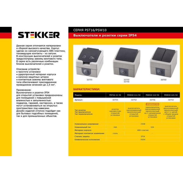 Переключатель одноклавишный Stekker Велена серый-графит PSW10-112-54 32756