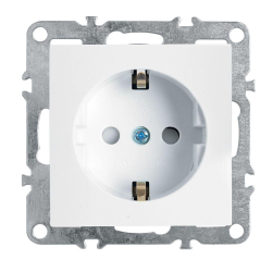 Розетка 1-местная c/з (механизм), Stekker, PST16-9110-01, 250В, 16А с защитной шторкой Эрна, белый 39317