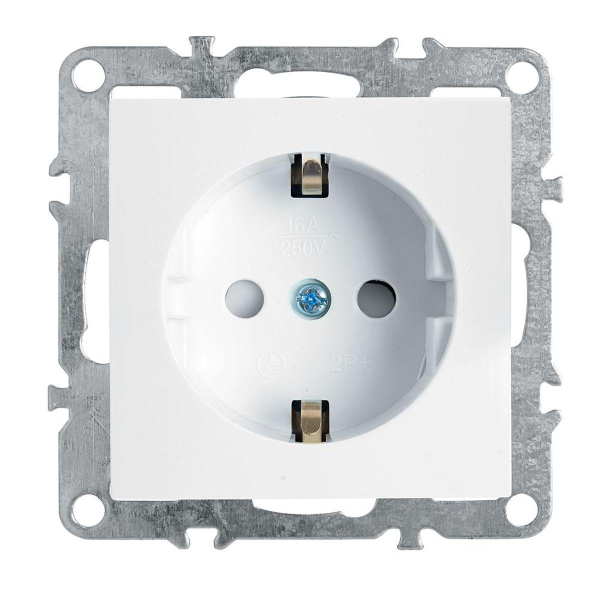 Розетка 1-местная c/з (механизм), Stekker, PST16-9110-01, 250В, 16А с защитной шторкой Эрна, белый 39317