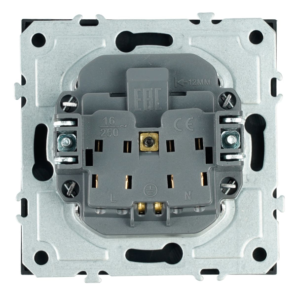 Розетка 1-местная с з/ш, с/з (механизм), СЗК, Stekker, 250В, 16А Эмили, RST16-5110-05ZK, черный уголь, soft touch 50251