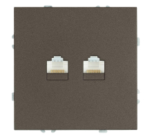 Розетка компьютерная 2-местная RJ-45 (механизм), Stekker Эмили, RST00-5111-09, антрацит, soft touch 49926