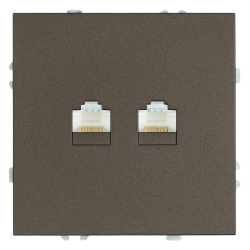 Розетка компьютерная 2-местная RJ-45 (механизм), Stekker Эмили, RST00-5111-09, антрацит, soft touch 49926