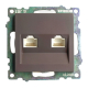 Розетка компьютерная 2-местная RJ-45 (механизм) Stekker GLS00-7109-04 Катрин, шоколад 50006
