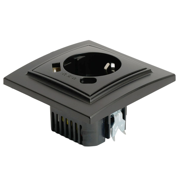 Розетка 1-местная с/з Stekker, PST16-9016-03, 250В, 16А с USB+ type C Эрна, черный 50078