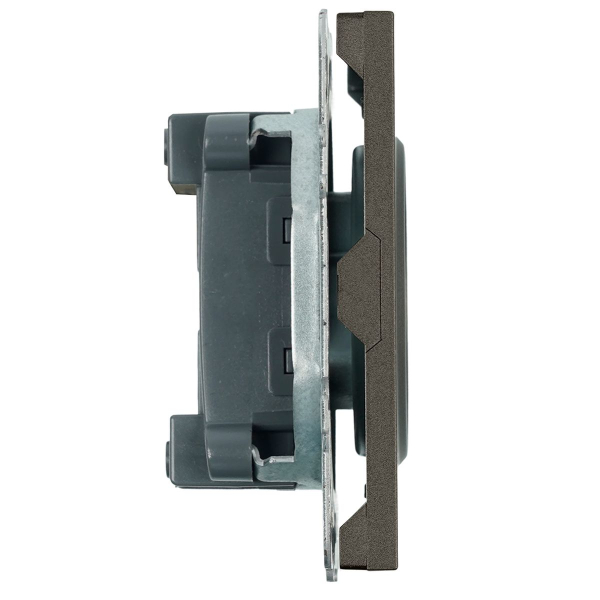 Розетка 1-местная с защитной шторкой (механизм), Stekker, б/з, 250В, 16А Эмили, RST16-5109-09, антрацит, soft touch 49928