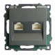 Розетка компьютерная 2-местная RJ-45 (механизм) Stekker GLS00-7109-06 Катрин, графит 50008
