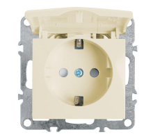 Розетка 1-местная с/з с крышкой (механизм), Stekker, PST16-9112-02, 250В, 16А с защитной шторкой Эрна, слоновая кость 39330