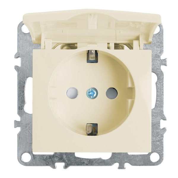 Розетка 1-местная с/з с крышкой (механизм), Stekker, PST16-9112-02, 250В, 16А с защитной шторкой Эрна, слоновая кость 39330