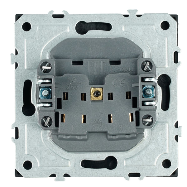 Розетка 1-местная с з/ш, б/з (механизм), СЗК, Stekker, 250В, 16А Эмили, RST16-5109-05ZK, черный уголь, soft touch 50250