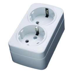 Розетка двойная Stekker с/з 16A 250V белый PST1650220 39034