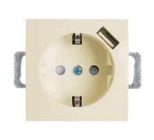 Розетка 1-местная с/з (механизм), Stekker, PST16-9111-02, 250В, 16А с защитной шторкой и с USB серия Эрна, слоновая кость 39329