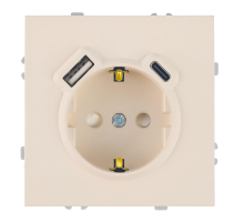 Розетка 1-местная з/ш с/з 16А + USB + Type C (механизм), Stekker, 250В, 20W Эмили, RST16-5119-08, кашемир, soft touch 50360