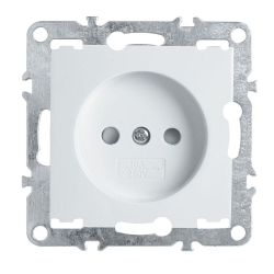 Розетка 1-местная б/з (механизм), Stekker, PST10-9109-01, 250В, 16А с защитной шторкой Эрна, белый 39316