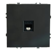 Розетка компьютерная 1-местная RJ-45 (механизм), STEKKER, серия Эмили, RST00-5117-05, черный уголь, soft touch 49847