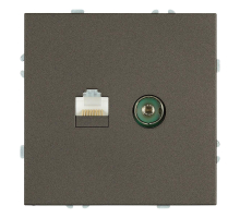 Розетка TV + компьютерная RJ-45 (механизм), Stekker Эмили, RST00-5106-09, антрацит, soft touch 49924