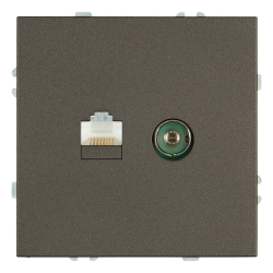 Розетка TV + компьютерная RJ-45 (механизм), Stekker Эмили, RST00-5106-09, антрацит, soft touch 49924