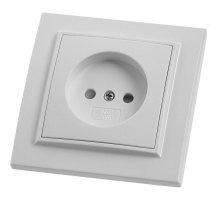 Розетка 1-местная б/з Stekker, PST10-9009-01, 250В, 16А с защитной шторкой Эрна, белый 39049