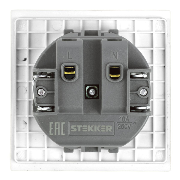 Розетка 1-местная с защитной шторкой (механизм), Stekker, б/з, 250В, 16А Мия, RST16-3109-01, белая магнолия 50439