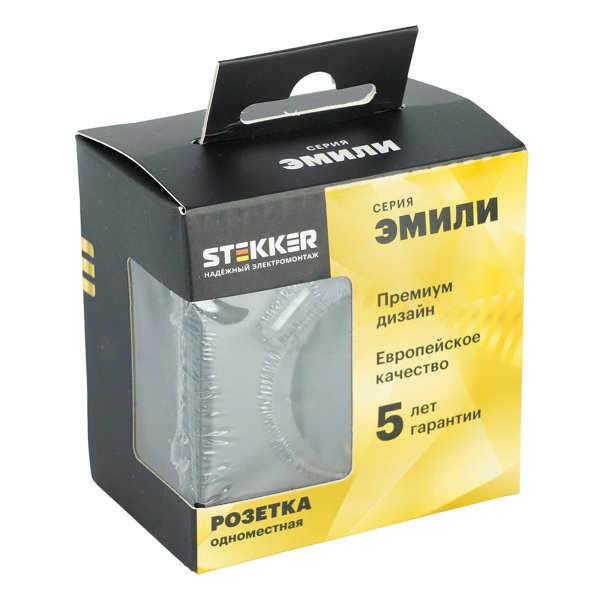 Розетка 1-местная з/ш с/з 16А + USB + Type C (механизм), Stekker, 250В, 20W Эмили, черный уголь, soft-touch, RST16-5119-05 50218