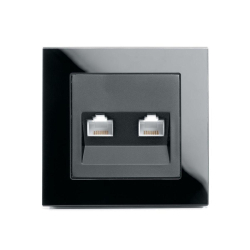 Розетка компьютерная 2-местная RJ-45 ,Stekker ,GLS00-7006-05 Катрин, черный 39509