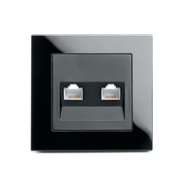 Розетка компьютерная 2-местная RJ-45 ,Stekker ,GLS00-7006-05 Катрин, черный 39509
