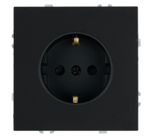 Розетка 1-местная с з/ш, с/з (механизм), СЗК, Stekker, 250В, 16А Эмили, RST16-5110-05ZK, черный уголь, soft touch 50251