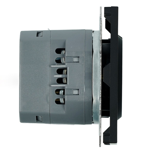 Розетка 1-местная з/ш с/з 16А + USB + Type C (механизм), Stekker, 250В, 20W Эмили, черный уголь, soft-touch, RST16-5119-05 50218