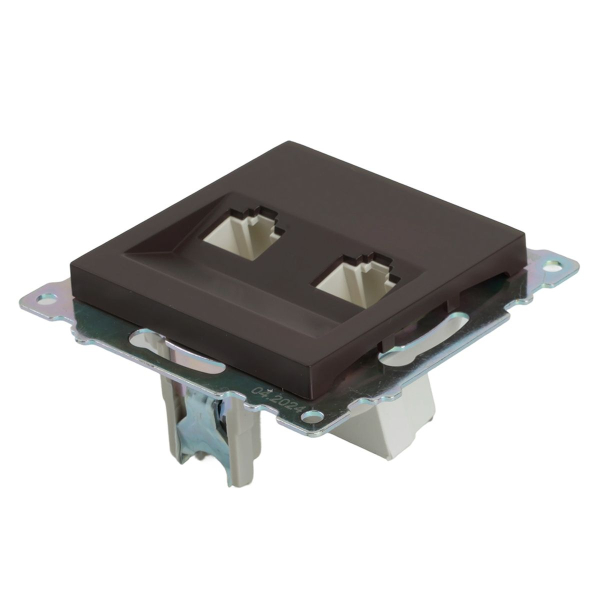 Розетка компьютерная 2-местная RJ-45 (механизм) Stekker GLS00-7109-04 Катрин, шоколад 50006