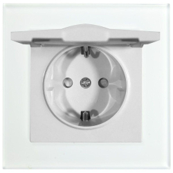 Розетка 1-местная с/з с крышкой Stekker GLS16-7012-01, 250В, 16А с защитной шторкой Катрин, белый 39245