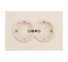 Розетка 2-местная с защитной шторкой, Stekker, с/з, 250В, 16А Эмили, RST16-5114-08, кашемир, soft touch 49908