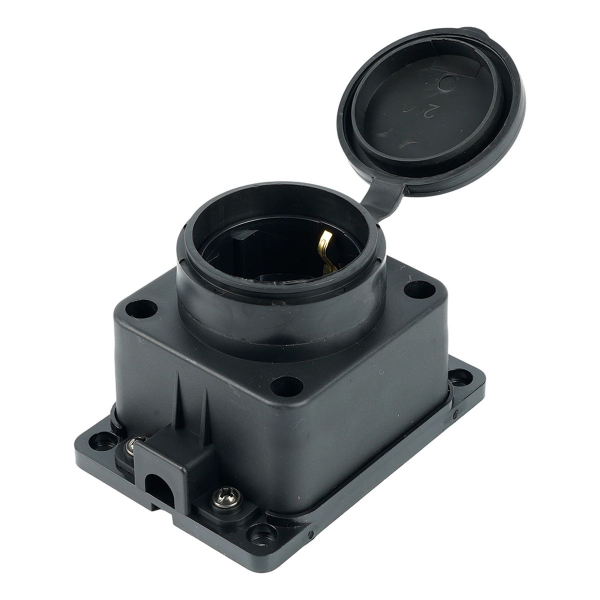 Розетка настенная 1-местная с/з Stekker, RST16-31-44, каучук, 250В, 16А, IP44, черный 39018