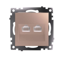 Розетка компьютерная 2-местная RJ-45 (механизм) Stekker GLS00-7109-02 Катрин, шампань 50004