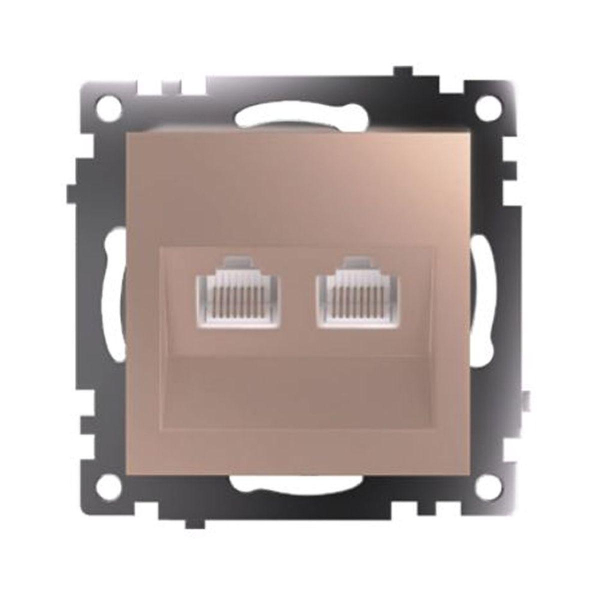 Розетка компьютерная 2-местная RJ-45 (механизм) Stekker GLS00-7109-02 Катрин, шампань 50004