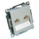 Розетка компьютерная 2-местная RJ-45 (механизм) Stekker GLS00-7109-03 Катрин, серебро 50005