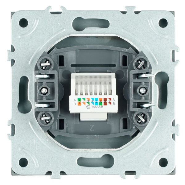 Розетка компьютерная 1-местная RJ-45 (механизм), Stekker Эмили, RST00-5117-09, антрацит, soft touch 49925