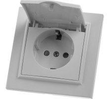 Розетка 1-местная с/з с крышкой Stekker, PST16-9012-01, 250В, 16А с защитной шторкой Эрна, белый 39052