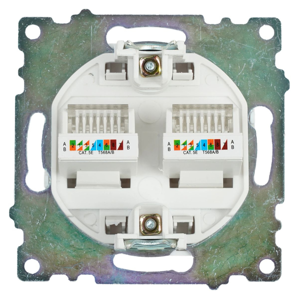 Розетка компьютерная 2-местная RJ-45 (механизм) Stekker GLS00-7109-01 Катрин, белый 50003
