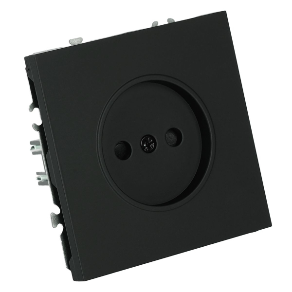 Розетка 1-местная с з/ш, б/з (механизм), СЗК, Stekker, 250В, 16А Эмили, RST16-5109-05ZK, черный уголь, soft touch 50250