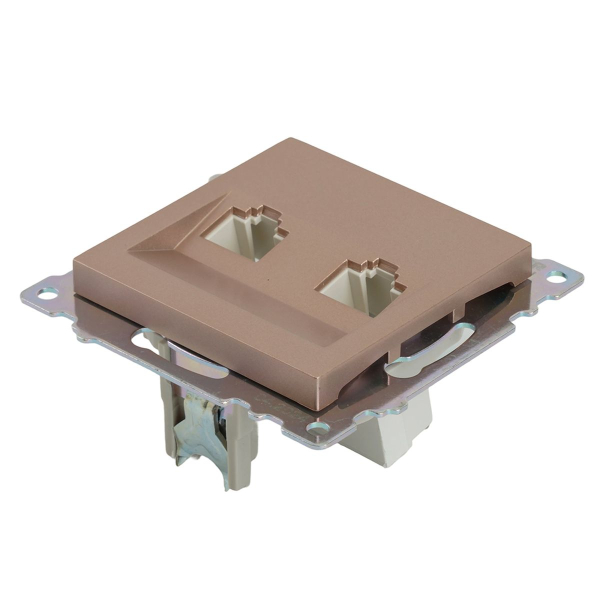 Розетка компьютерная 2-местная RJ-45 (механизм) Stekker GLS00-7109-02 Катрин, шампань 50004