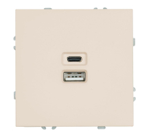 Розетка 2-местная USB + Type C (механизм), Stekker, 250В, 20W Эмили, RST10-5115-08, кашемир, soft touch 49905