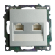 Розетка компьютерная 2-местная RJ-45 (механизм) Stekker GLS00-7109-03 Катрин, серебро 50005
