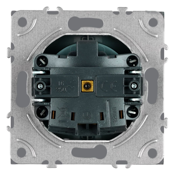 Розетка 1-местная с з/ш, с/з (механизм), СЗК, Stekker, 250В, 16А Эмили, RST16-5110-10ZK, платиново-серый, soft touch 50243