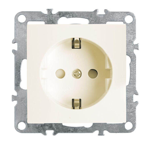Розетка 1-местная с/з (механизм), Stekker, PST16-9110-02, 250В, 16А с защ. шторкой Эрна, слоновая кость 39328