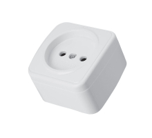 Розетка накладная 1-местная б/з Stekker, PST10-501-20, пластик АВS, 250В, 16А, IP20 Basic, белый 50074