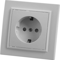 Розетка 1-местная с/з Stekker PST16-9010-01, 250В, 16А с защитной шторкой Эрна, белый 39050