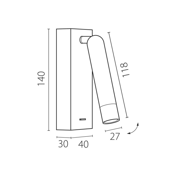 Бра 3W 180LM 3000K, черный Omega Lightstar 200737