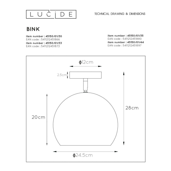 Спот Lucide Bink 45150/01/44